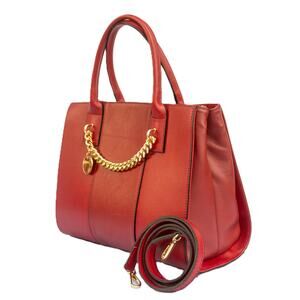 Big Red Purse Large Satchel Bag ITALIAN LEATHER Crossbody Handbag